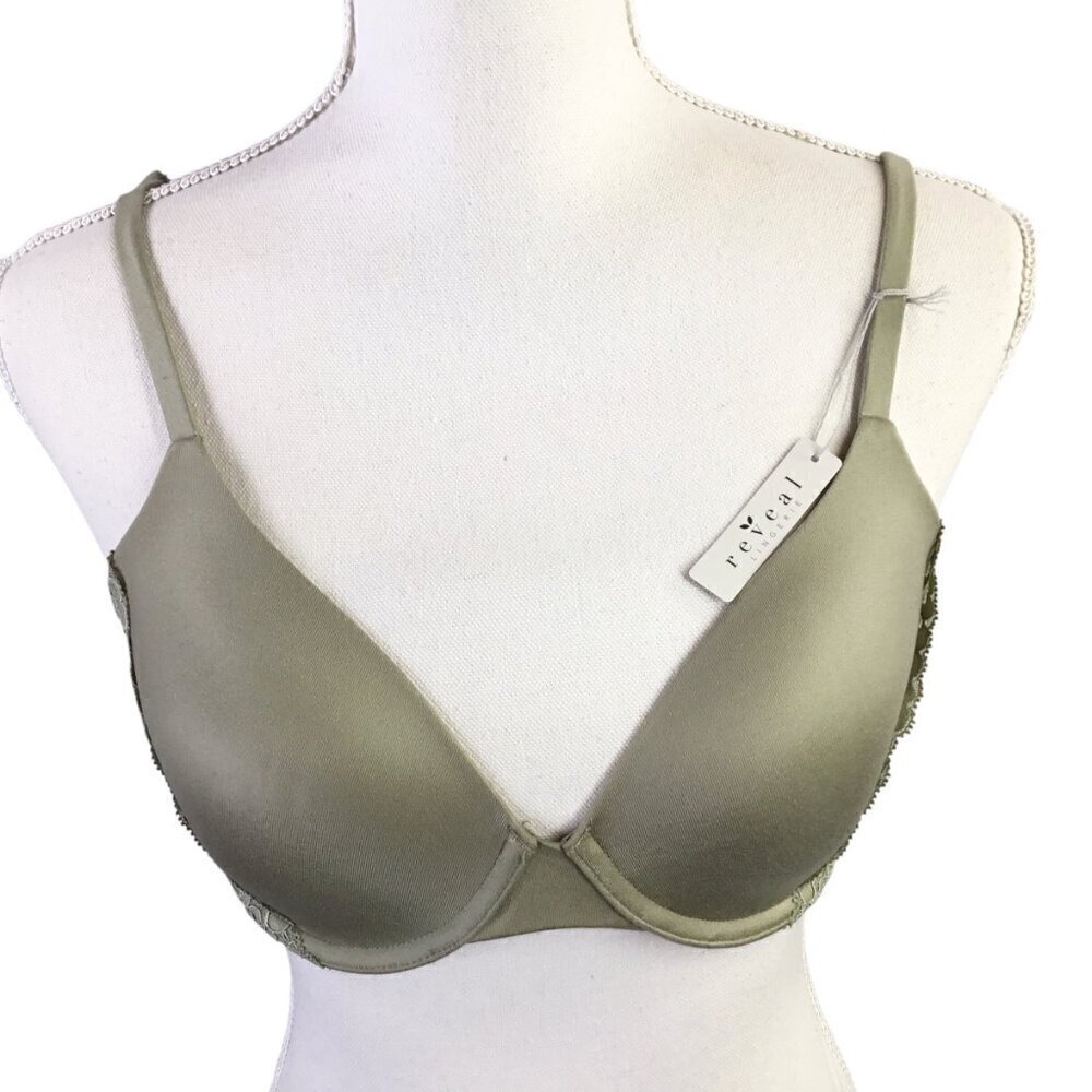 Reveal Lingerie Bra NWT 32D Sage Green Underwire Lace Accents RR0005 - Picture 2 of 8